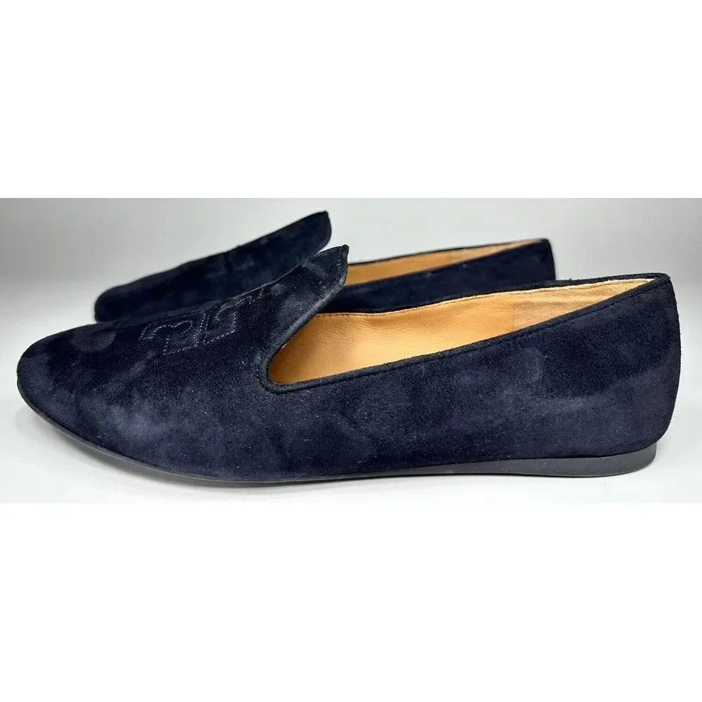 Tory Burch Womens Ruby Smoking Slippers Black Suede Womens Size 8M‎